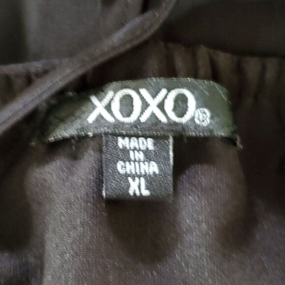 NEW XOXO Beaded Strappy Sleeveless Blouse Sz XL Party Club Evening Black - Picture 4 of 6